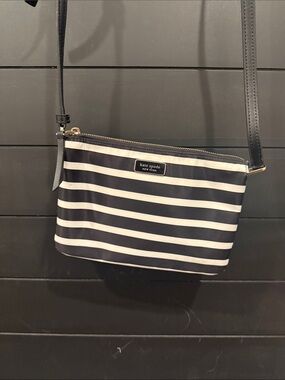 kate spade Black and White Striped Crossbody Pouch